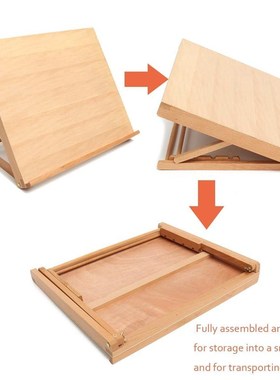 Wooden Drawing Table Portable Sketch Bookshelf Wood Stand De