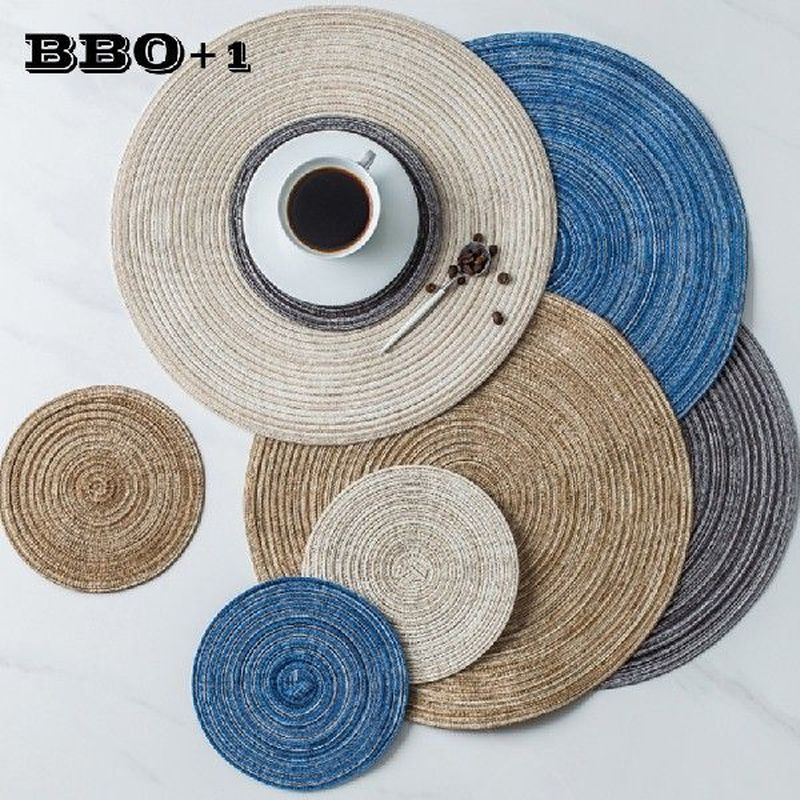 4pcs Coaster Table Mat Insulation Pad Solid Round Design