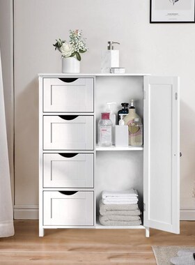 4 Drawer Cabinet Single Door Bathroom Storage Cabinet Bathro