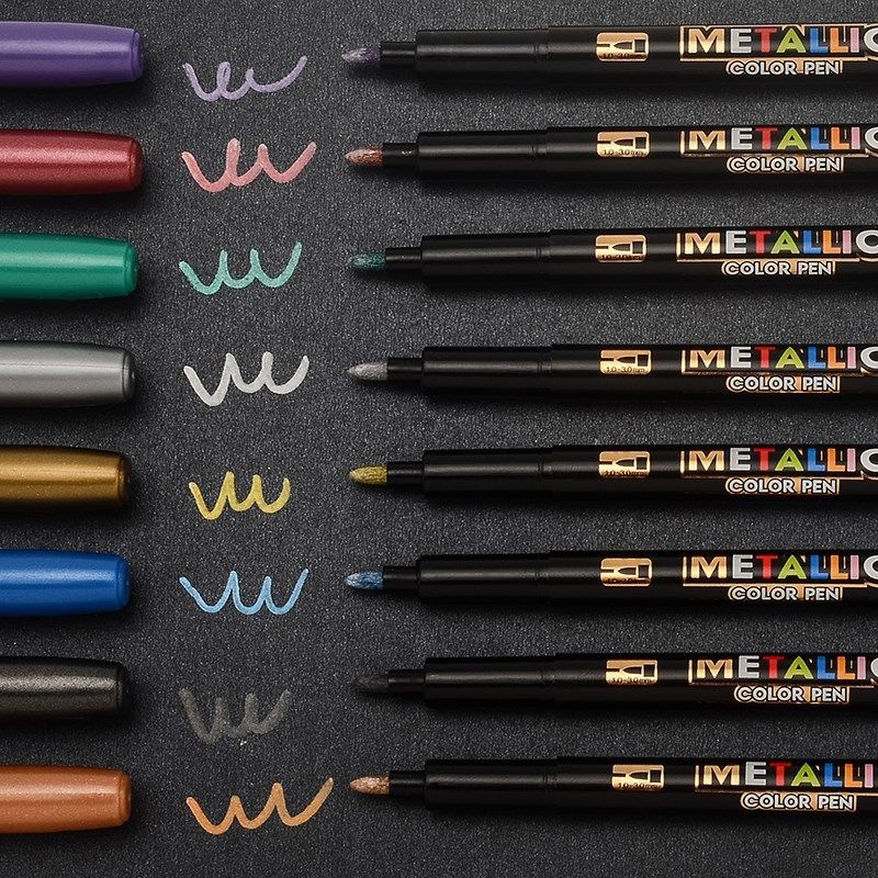 8 Colors Metallic Marker Water Paint Marker Brush Pen Drawin