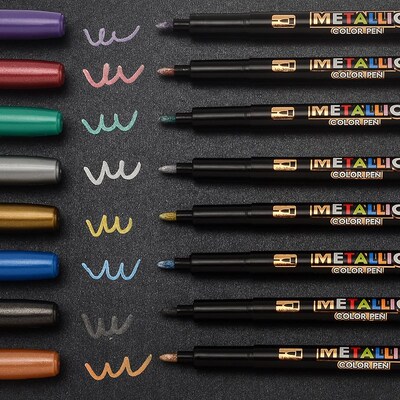 8 Colors Metallic Marker Water Paint Marker Brush Pen Drawin