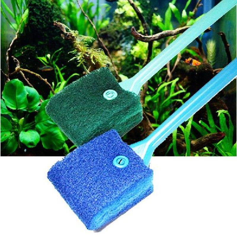 2 Head Cleaning Brush Plastic Sponge Algae Glass Aquarium