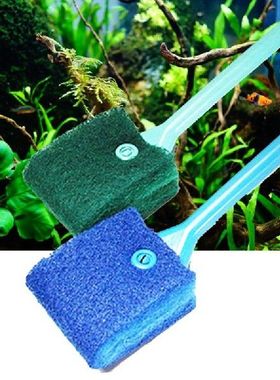 2 Head Cleaning Brush Plastic Sponge Algae Glass Aquarium