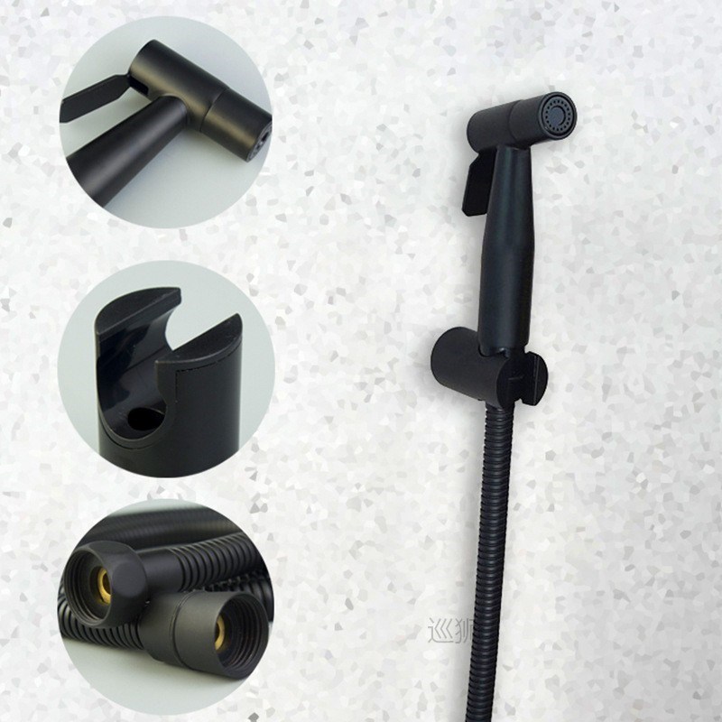 Black Handheld Toilet Sprayer Stainless Steel Bathroom Bidet