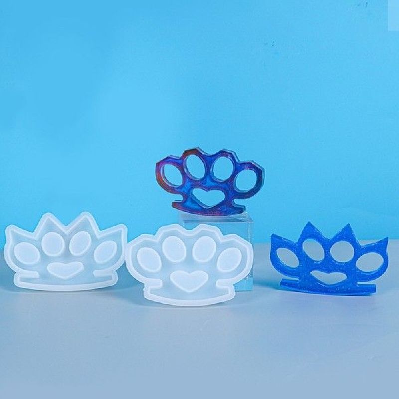 Crystal Epoxy Resin Mold 4 Cavity Knuckle Dusters Casting