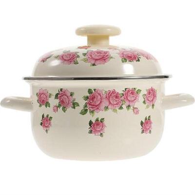 Enamel Stock Pot Sauce Pan Lid Quart Stockpot Home Stew Pot