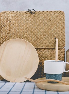 Rubber Wood Plate Roundness Fruit Dishes Dinner Plate Fast F