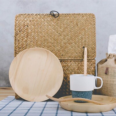 Rubber Wood Plate Roundness Fruit Dishes Dinner Plate Fast F