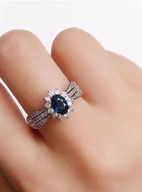 Classic 925 Silver Sapphire Engagement Ring for Woman 4mm*6m