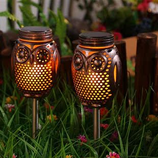 Light Pcs Powered Decor Stake Owl LED Garden Solar Lawn