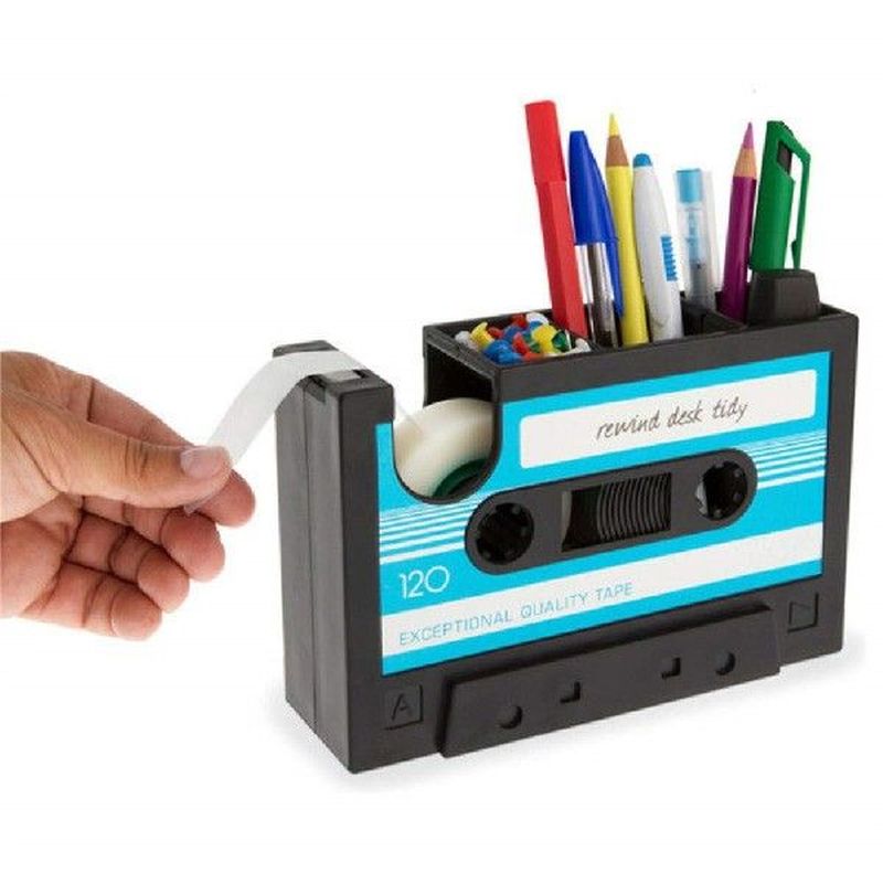 New Cassette Tape Dispenser Pen Holder Desk Tidy Container