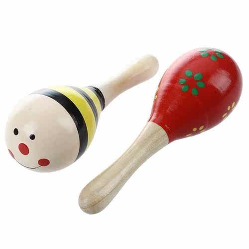2 X Wood Maracas Musical Instrut Toy Kids