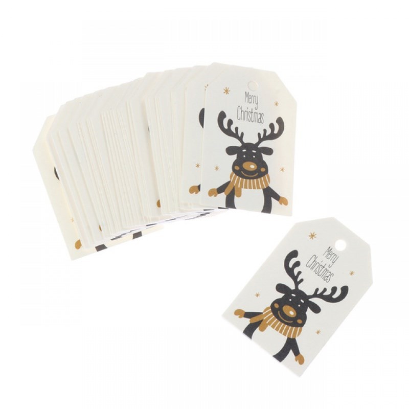 100Pcs DIY Kraft Tags Merry Christmas Labels Gift Wrapping