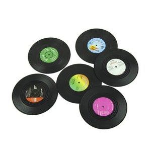 6x Round Vintage CD Vinyl Coasters Record Cup Drink Holder M