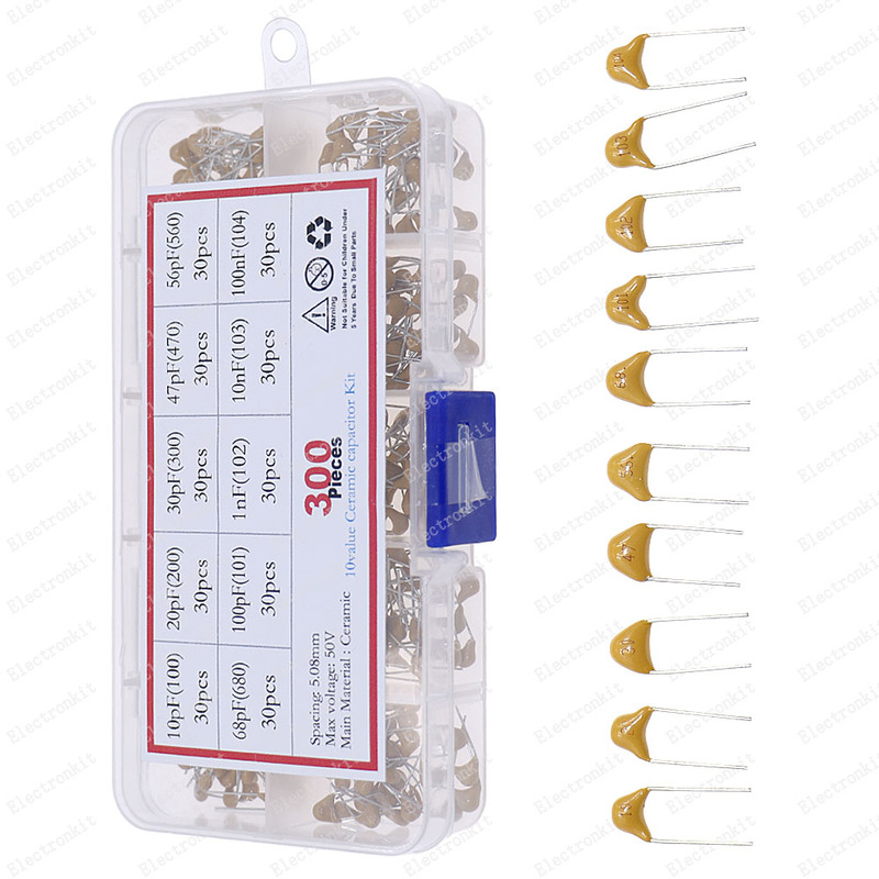 300pcs 10value Monolithic Ceramic Capacitor Assortment Kit D