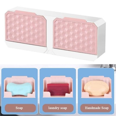 Shower Rail Soap Dish Holder Punch-Free Soap Sponge Box Wall