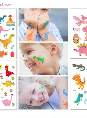 6 Sheets Dinosaurs Tattoo Stickers Kid Tatuajes Body Art Wat