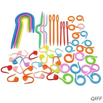 53Pcs Plastic Crochet Hooks Stitch Markers Counter Knitting