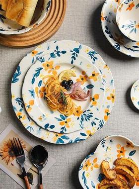 Japanese flower bowl and dish set household plate Nordic