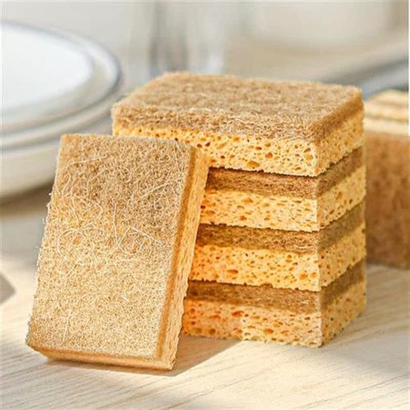 8 Pcs 2-Sided Natural Plant Based Scrub Sponge Pad