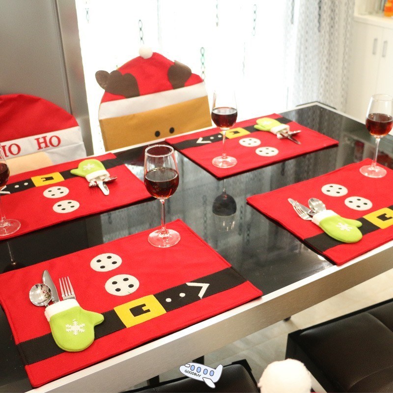 1PCS Christmas Stockings Placemats Knife And Fork Mat Christ