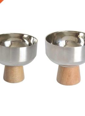 Stinless Steel Round Try Solid Wood Bse Trys Storge Tr