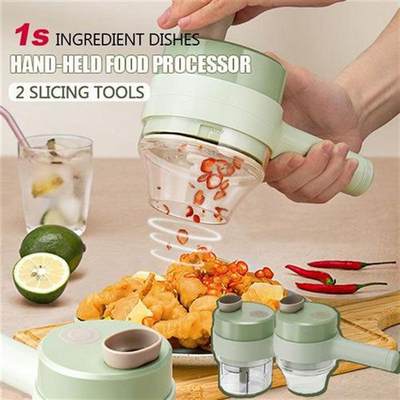 4 In 1 Handheld Electric Vegetable Cutter Set Durable Chili