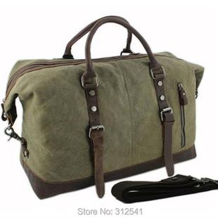 Vintage military Leather men travel bags Carry on Luggage b