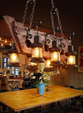 Retro Solid Wood Hanging chandelier LOFT Bar Vintage Industr