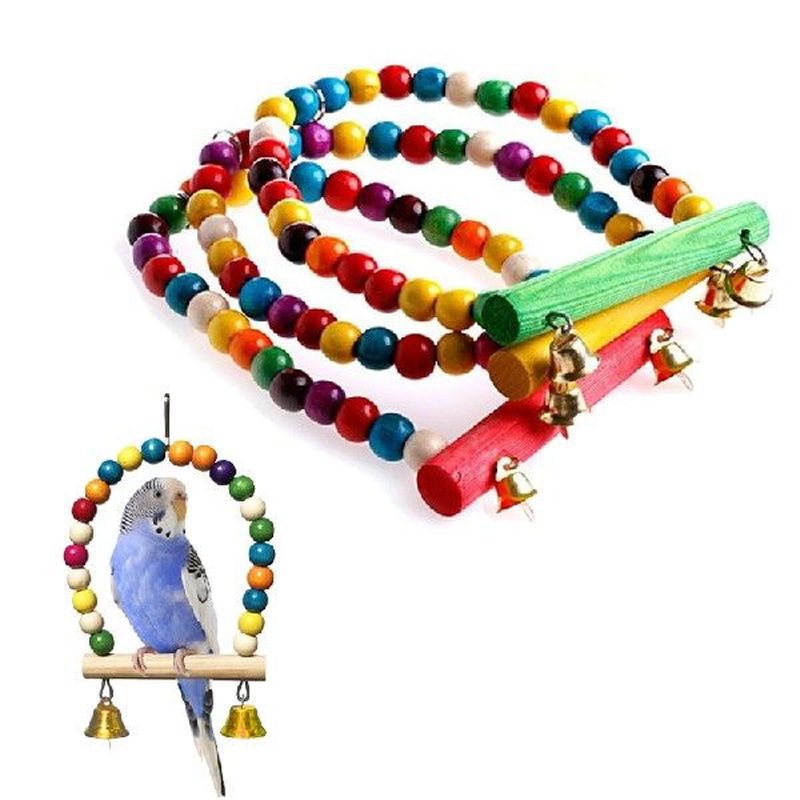 Parrots Toy Pet Bird Swing Toy Colorful Bead Swing With