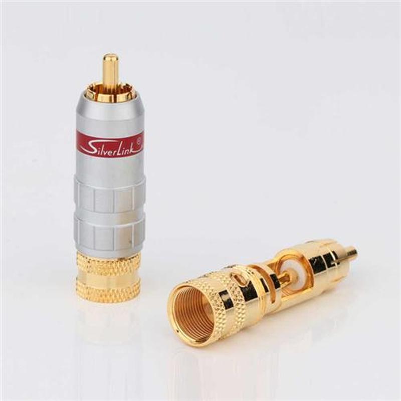 4pcs R1707 new brandSilverlink 24K gold plated RCA male adap