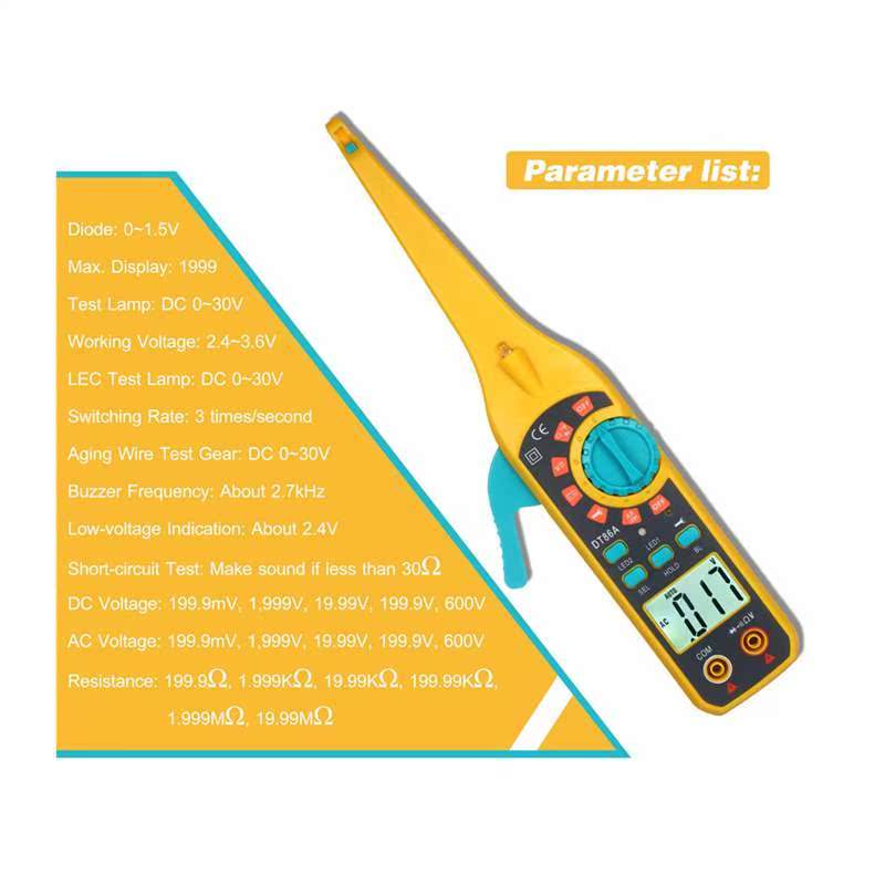 Multifunctional Auto Circuit Tester Handheld LCD Digital Car