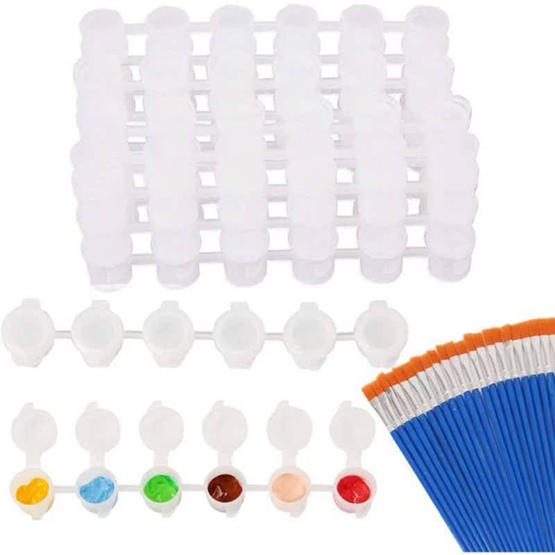 24 Strips 144 Pots Empty Paint Strips Paint Cup 3 Ml/ 0.1 Oz