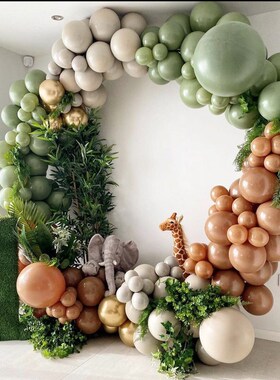 153pcs Green Balloons Garlands Wild One Birthday Animals Bal