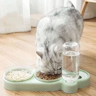 Pet Dogs Cats Double Bowls Food Water Feeder Container Dispe