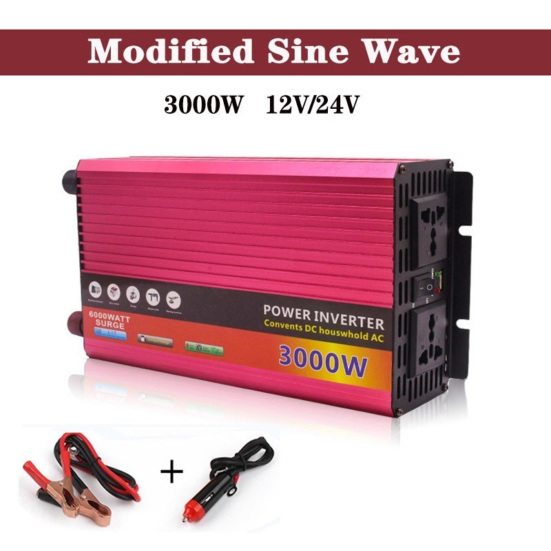 3000W Modified Sine Wave inverter DC 12V / 24V Portable  Pow