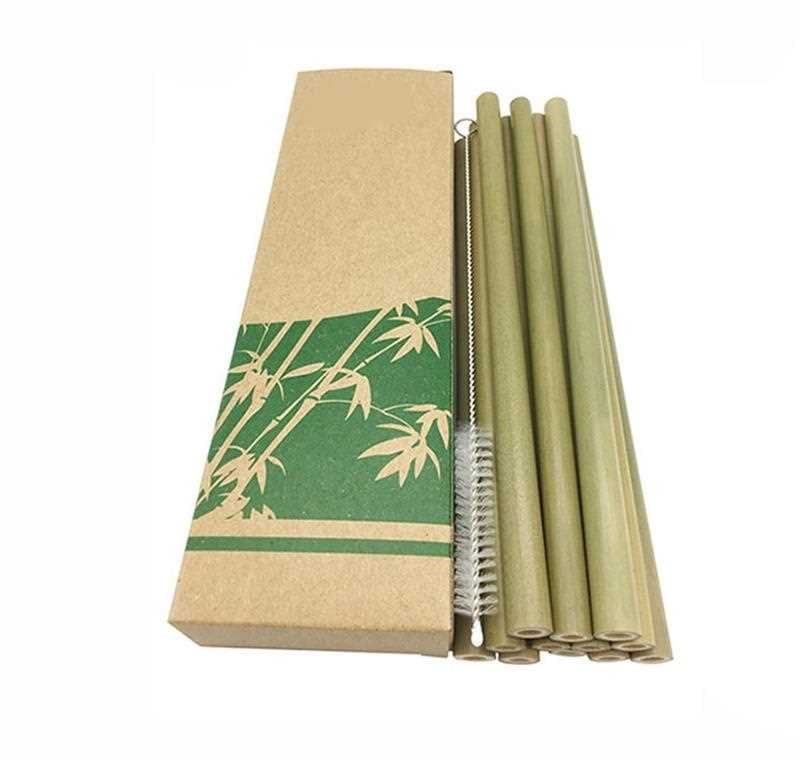 Useful 12pcs/set Bamboo Drinking Straws Reusable Eco-Friendl