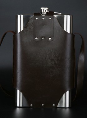 Hot 64oz Thick Leather Stainless Steel Hip Flask Portable Al