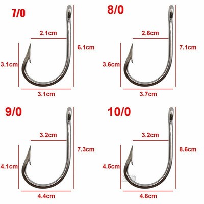 30pcs 7691 Stainless Steel Sharp Big Thick Tuna Fishing Hook