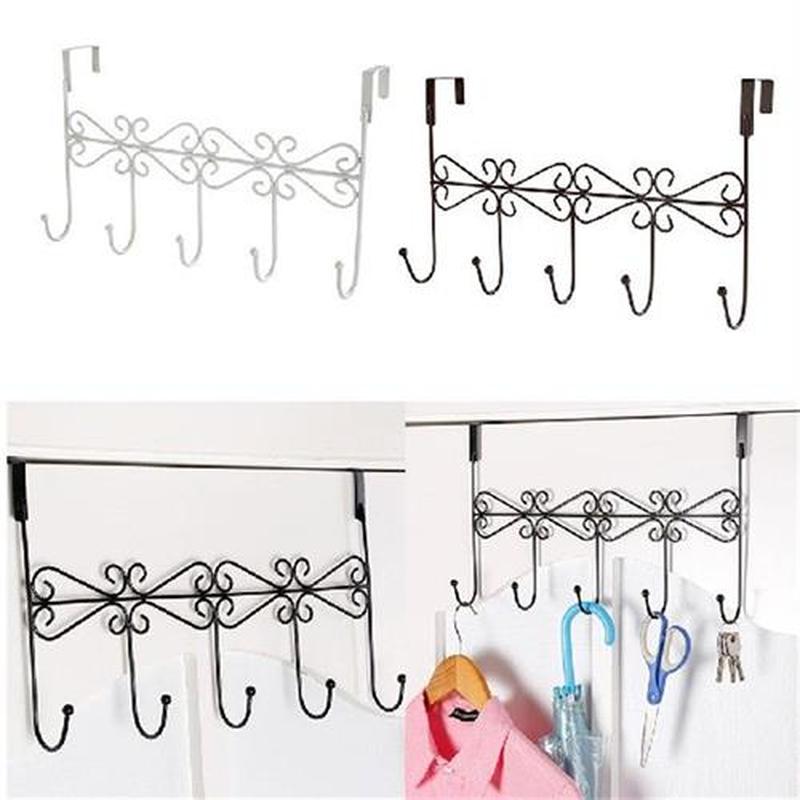 Over The Door Hanger with 5 Hooks Decorative Clothes Holder