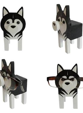 Handmade Wooden Spectacle Holder Eyeglass Frame Cute Pug