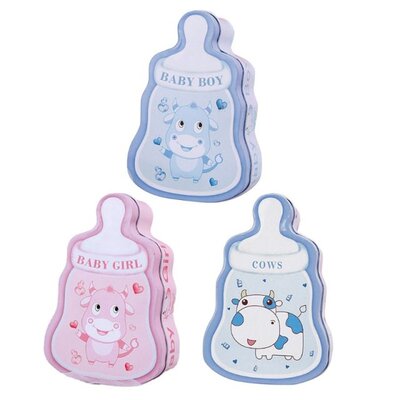 New Baby Feeding Bottle Shape Empty Metal Box Candy Storage
