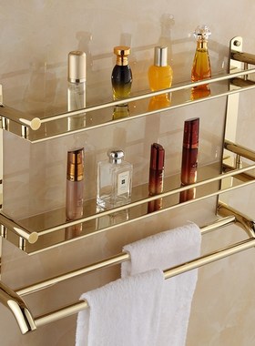 Bathroom owel Shelf 2 Layer Gold Shower Rack Layer Number Ba