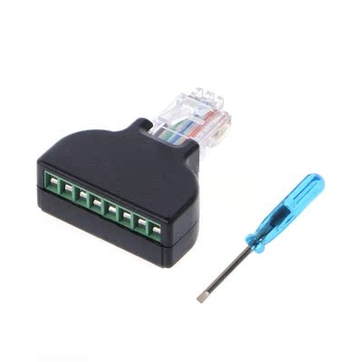 RJ45 Ethernet Male To 8 Pin AV Terminal Screw Adapter Conver