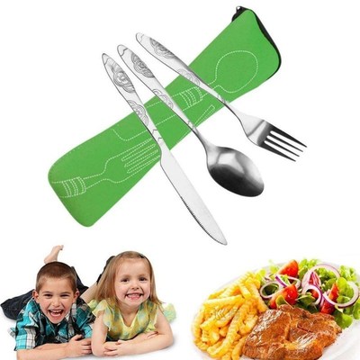 4Pcs Steel Knifes Fork Spoon Set Family Travel Camping Cutle