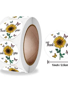 1 Inch 50-500Pcs Sunflower Flowers Thank You Label Sticker f