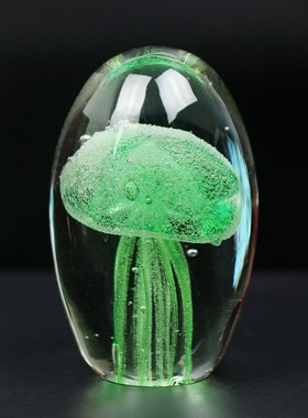 Colored Handmade Glow Glass Jellyfish Figurines Paperweight