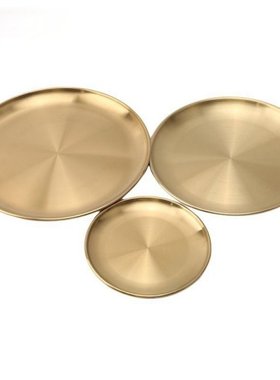 Gold Plate Serving Dining Dish Party Kitchen Food Fruit Cake