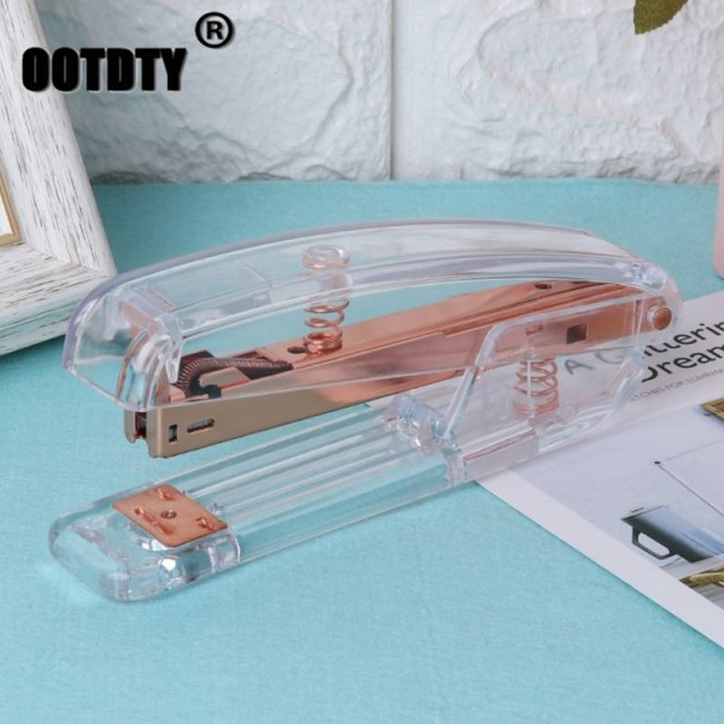 Fashion Rose Gold Stapler Acrylic Metal 24/6 26/6 Practical