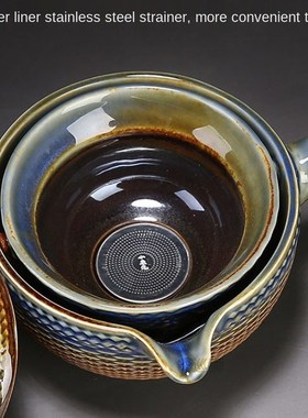 Travel Tea Set Ceramic Teacup Automatic Rotating Teapot Chin